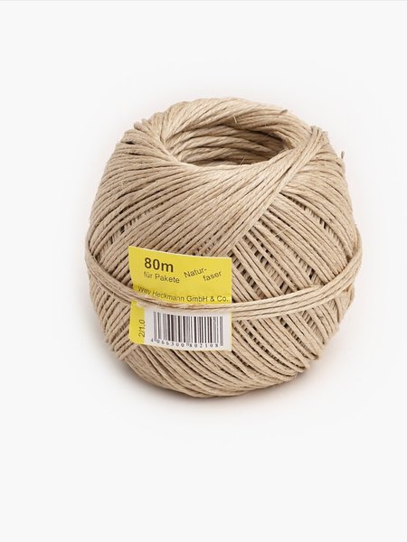 Naturfaserkordel mittelstark, Ø ca. 1 mm, 2-fach, 80 Meter, für Pakete bis 8kg