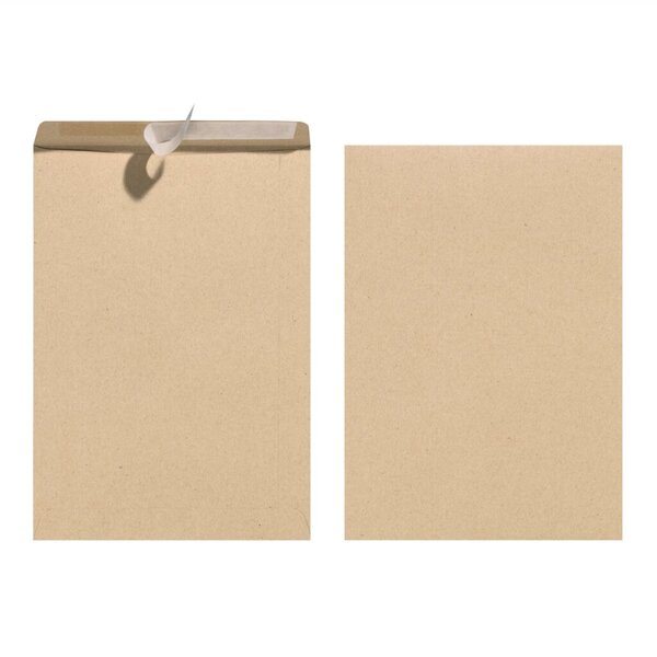 Versandtasche DIN C5, ohne Fenster, haftklebend, braun, 90g/qm, 10 Stück