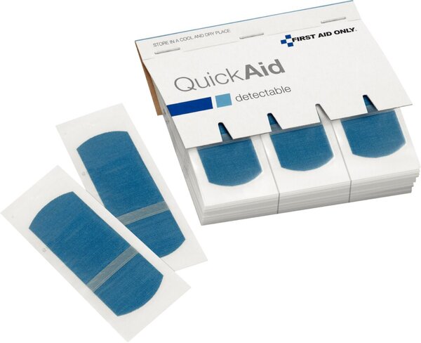 QuickAid Nachfüllpack wasserfeste Pflaster, 45 Stück 72 x 25 mm, integrierte Metallfläche