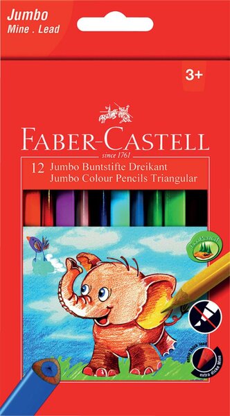 Buntstift JUMBO GRIP, Minenstärke 5,4 mm, Härtegrad weich, Schaftform Dreikant, 12 Stück, Kartonetui, sortiert