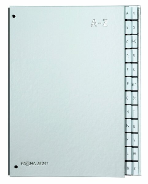 Pultordner, Tabe A-Z, 24 Fächer, silber, DIN A4, Color Einband, Hartpappe, dehnbarer Rücken