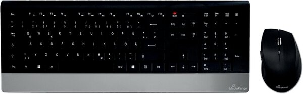 Funk-Tastatur-/Maus-Set Highline Serie, QWERTZ, ca. 10 m Sendereichweite, schwarz/silber