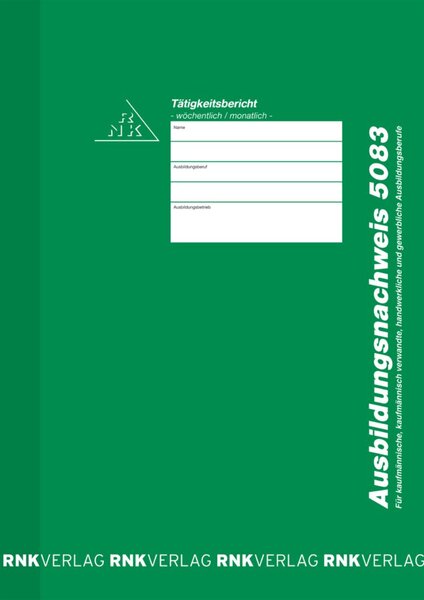 Ausbildungsnachweis (Heft), für wöchentliche/monatliche Eintragung, DIN A4, 56 Seiten