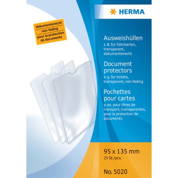Ausweishülle, 95 x 135 mm, transparent, für Fahrkarten und Kundenausweise, 25 Stück