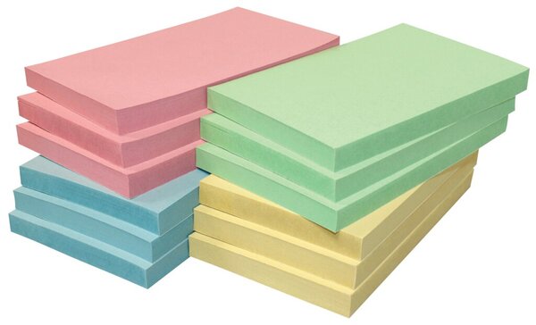 Haftnotiz Recycling, 125 x 75 mm, sortiert, 100 Blatt/Block, 12 Blöcke