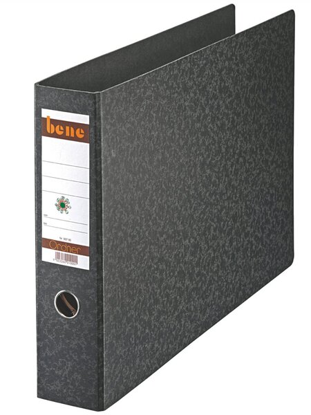 Ordner Serie No.1, DIN A3 quer, Hartpappe, 75 mm, geklebtes Rückenschild, ohne Kantenschutz, schwarz