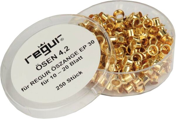 Ösen für Ösenzange EP30, 4,2 mm länge, Ø 4 mm, 1 Dose à 250 Stück, messing