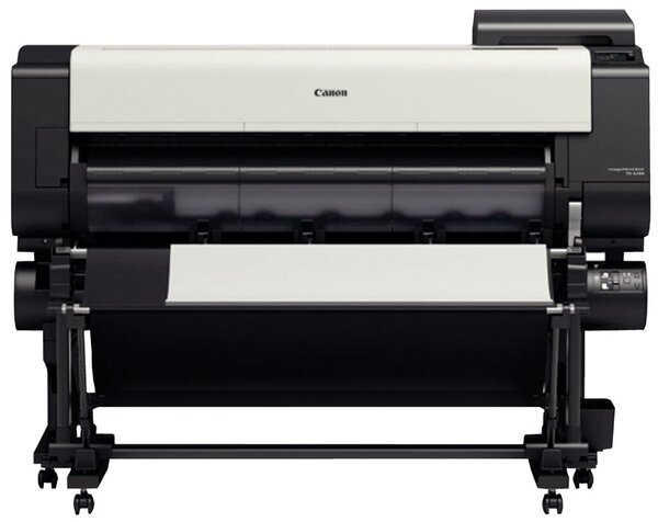 Großformatdrucker imagePrograf TX-4100, DIN A0, 111,8 cm Randlos Druck (nur Rolle), 5 Tinten (je 1x MBK,BK,C,M,Y), Druckgeschwindigkeit: A0 - 1:04 Minute, 2400 x 1200 dpi, 128 GB Speicher, Druckersprache: HP-GL/2, HP RTL, PDF, JPEG, USB, LAN, WLAN.