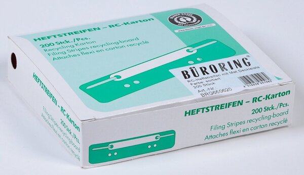 Heftstreifen kurz, Recycling-Karton, farblich sortiert, Metalldeckleiste, 200 Stück