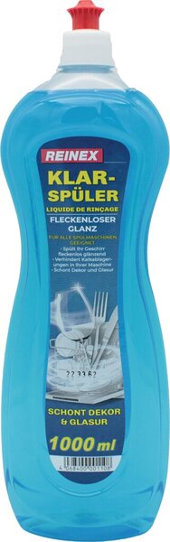 Klarspüler, fleckenloser Glanz, schont Glasur und Dekor, für alle Spülmaschinen, 1000 ml