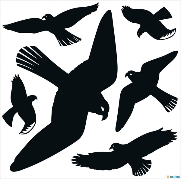 Warnvögel, Blattgröße: 30 x 30 cm, 6 Sticker pro Blatt, schwarz