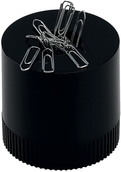 Büroklammerspender clip-boy, schwarz, rund, magnetisiert, Ø 70 x 70 mm, inklusive Büroklammern