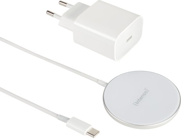 Magnetic Wireless Charger MB1, Aluminiumgehäuse, magnetisches Induktionsladepad Oberfläche aus gehärtetem Glas, weiß