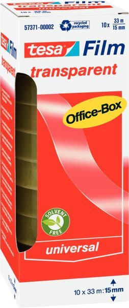 tesafilm® transparent, 15 mm x 33 m, transparent, Packung mit 10 Rollen
