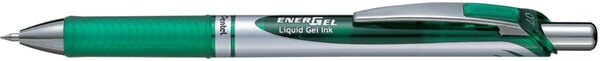 Gelroller EnerGel Eco, Strichstärke 0,35 mm, Schreibfarbe grün, Schaftfarbe silber/grün