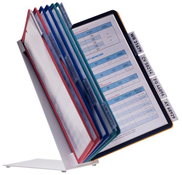 Sichttafelsystem Tischständer VARIO TABLE 10, 10 Sichttafeln, farbiger Profilrahmen, 10 Reitern
