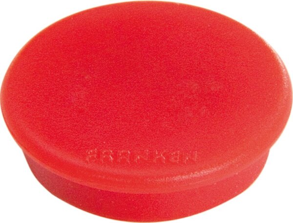 Haftmagnet, Ø 13 mm, rot, Haftkraft 100g (bis zu 1 Blatt DIN A4 80g/qm), Packung à 10 Stück