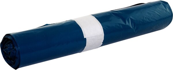 Abfallsäcke, 120 Liter, 30 my, blau, LDPE-Folie, 700 x 1100 mm, 1 Rolle à 25 Säcke
