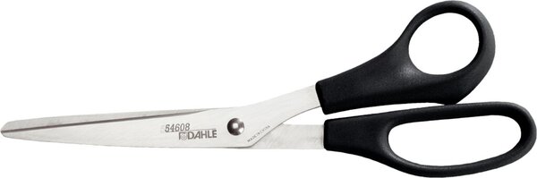 Papierschere 21 cm, Rechtshänder, schwarzer ergonomischer Kunststoffgriff, rostfreie Stahlklinge