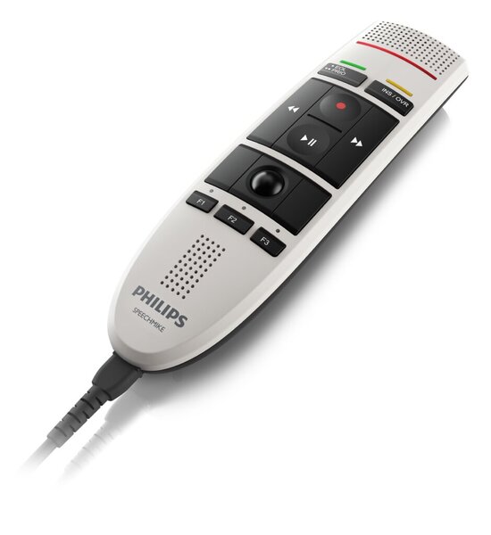 Diktiermikrofon SpeechMike Premium LFH3200, mit 4 Drucktasten, integrierter dynamischer Lautsprecher, Mikrofon mit Rauschunterdrückung, USB 2.0, Kabellänge: 3 m, Maße: 45 x 165 x 30 mm