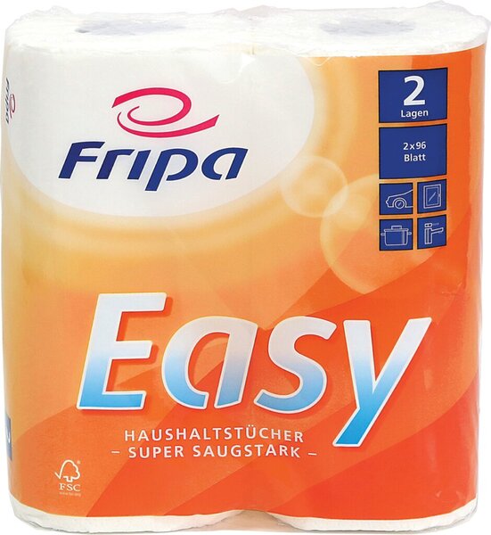 Küchenrolle Easy, 2-lagig, Blatt ca. 230 x 215 mm, 100% Zellstoff, Dekorprägung, hochweiß, 2 Rollen á 96 Blatt