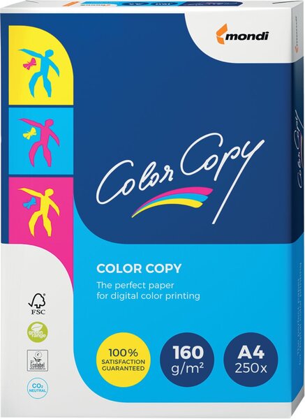 Kopierpapier Color Copy, DIN A4, 160g/qm, weiß, Weißegrad 161 CIE, Packung à 250 Blatt