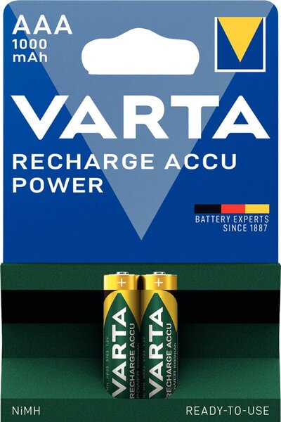 Akku NiMH, Micro AAA, Recharge Power, vorgeladen, HR03, 1.2V, 1000mAh, 2 Akkus