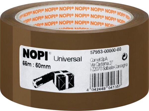 Packband NOPI® Pack Universal, 50 mm x 66 m, braun, für Kartons bis 15kg