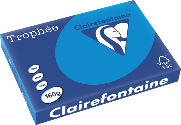 Kopierpapier Trophee, DIN A3, 160g/qm, karibikblau, für Inkjet- und Laserdrucker, FSC®-zertifiziert, Packung à 250 Blatt