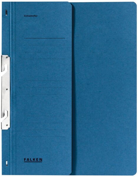 Einhakhefter DIN A4, halber Vorderdeckel, kaufmännische Heftung, 250g/qm Manila-RC-Karton, 100% Recycling, blau