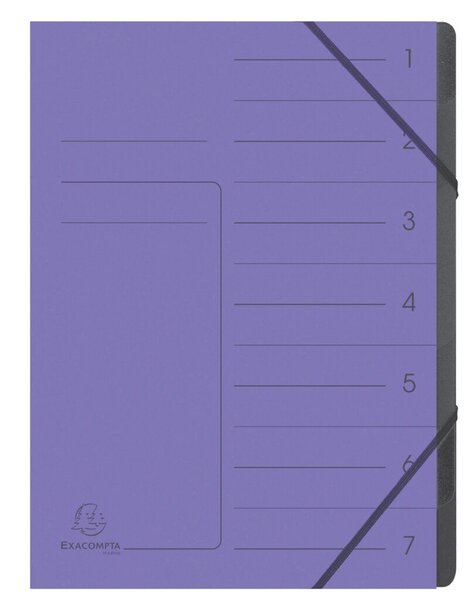 Ordnungsmappe Colorspan, DIN A4, 7 Fächer, Eckspanner, Fächerblock schwarz, Deckel Liniendruck, violett