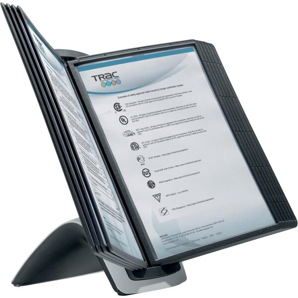 Sichttafelsystem Tischständer SHERPA STYLE TABLE 10, 10 Sichttafeln, schwarzer Profilrahmen, nicht erweiterbar
