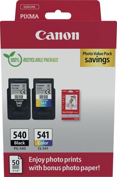 Multipack Tintenpatrone PG-540 / CL-541, für Canon Drucker, 2 x ca. 180 Seiten, BK/C/M/Y