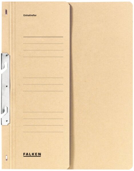 Einhakhefter DIN A4, halber Vorderdeckel, kaufmännische Heftung, 250g/qm Manila-RC-Karton, 100% Recycling, chamois