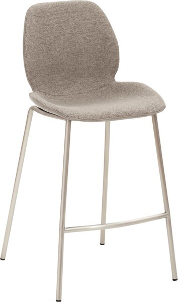 Bar-/Tresenhocker mySOLO 1176 4-Fuß-Gestell in edelstahl gebürstet, gepolsterte Sitzschale, innen Stoff muschelgrau-meliert, außen Kunstleder Vintage Look lichtgrau