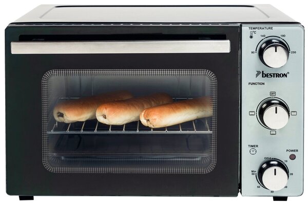 Grill-Backofen, 20l, 1300W, 4 Stufen regulierbar, schwarz/silber