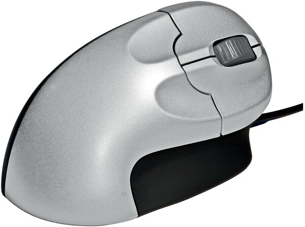 Grip Mouse Vertikale Maus, kabelgebunden, für Rechtshänder, 2 Tasten und Scrollrad, silber/schwarz