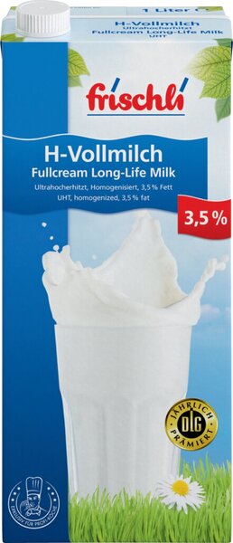 H-Vollmilch 3,5% Fett, 12 x 1 Liter Tetra Pak mit Schraubverschluss
