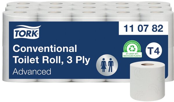 Toilettenpapier Advanced, 3-lagig, weiß, System-T4, Prägung, 250 Blatt/Rolle, 30 Rollen/Packung