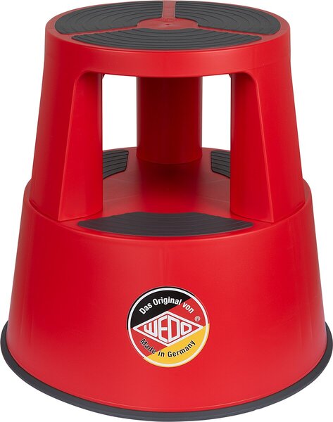 Rollhocker SuperStep, rot mit Gleitrollen, Gummistandring