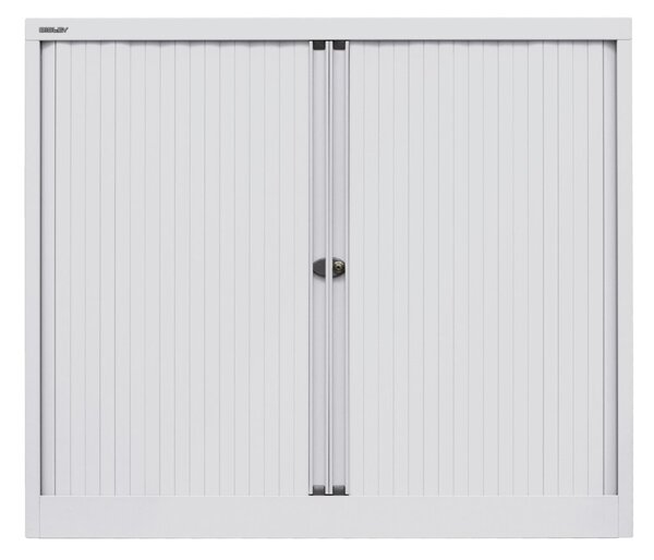 Rollladenschrank EuroTambour, (H x B x T) 1030 x 1200 x 430 mm, 2,5 Ordnerhöhen, 2 Fachböden, abschließbar, Korpus/Rollladen lichtgrau/lichtgrau