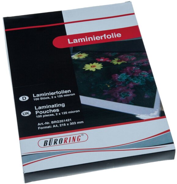Laminierfolie, DIN A4, 125 Mikron, 100 Stück