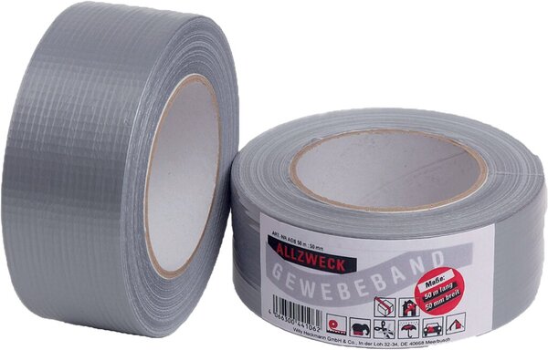 Gewebeband, 50 m x 50 mm, silbergrau