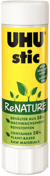Klebestift UHU stic ReNATURE, 40 g, Klebt Papier/Pappe/Styropor