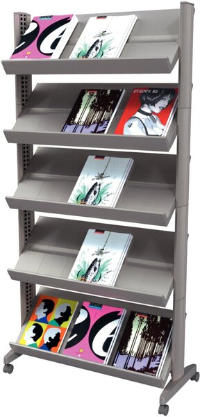 Prospektständer Mobile, 165 x 85,5 x 38,5 mit Metallinnstruktur, Aufbau ohne Werzeug, alufarben