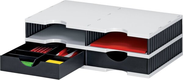 Styrodoc duo SET, 2 Fächer/2 Schübe, Standard, 2 Etagen, schwarz/grau, (H x B x T) 153 x 485 x 331 mm