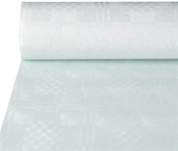 Papiertischtuch mit Damastprägung, auf Rolle, 10 m x 1 m, weiß, Stärke: 40g/qm