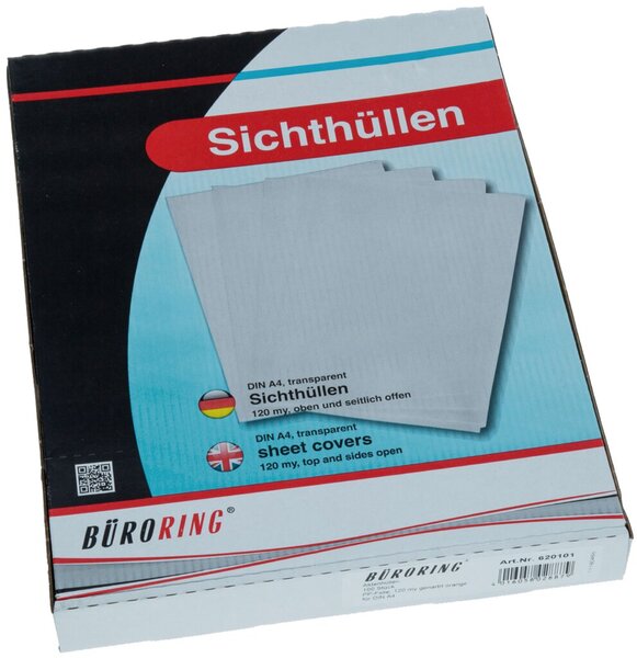 Aktenhülle DIN A4, orange, PP-Folie, 120 my, Oberfläche genarbt, 100 Hüllen