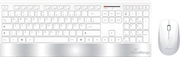 Funk-Tastatur-/Maus-Set Highline Serie, QWERTZ, ca. 10 m Sendereichweite, weiß/silber
