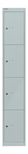 Schließfachschrank Office, 1 Abteil, 4 Fächer, abschließbar, aus Stahl, (H x B x T) 1802 x 305 x 305 mm, lichtgrau